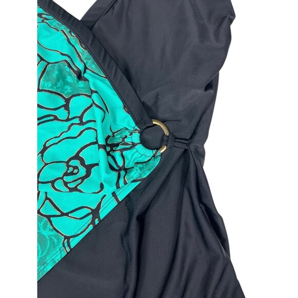 Vintage Shape Detector Swimsuit One Piece Crossover Size 16 Made in the USA - Picture 3 of 13